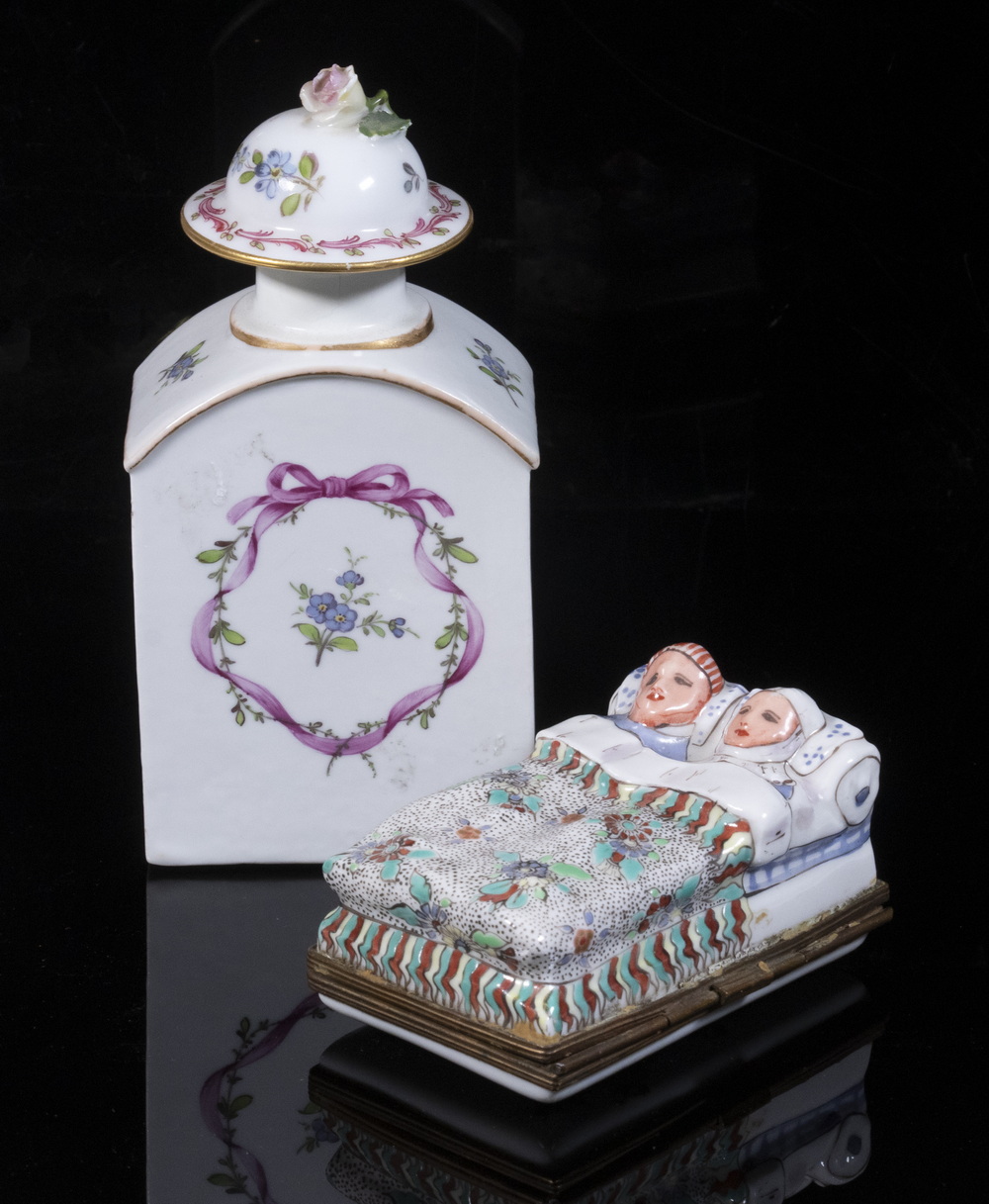 FRENCH PORCELAIN BOX & TEA CADDY