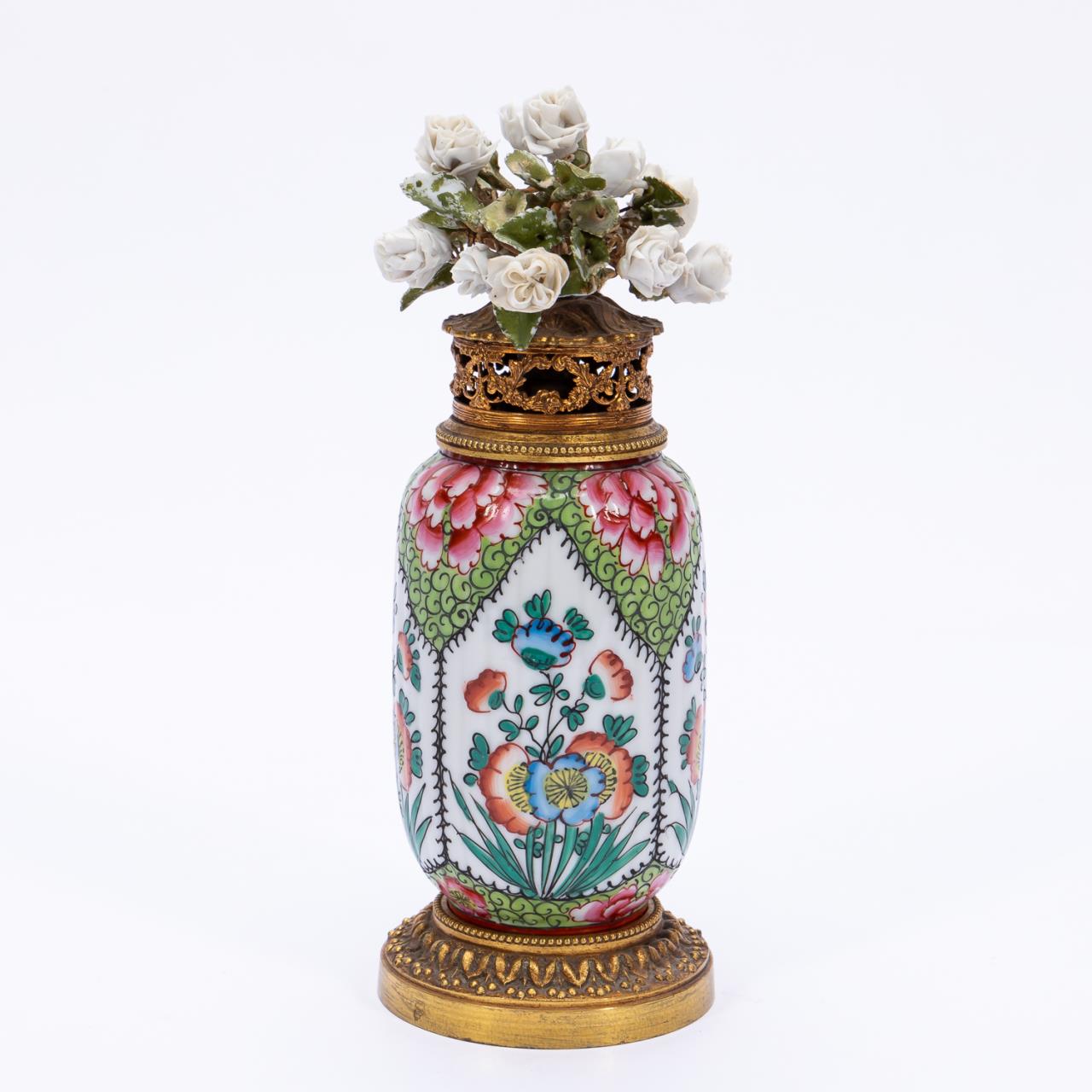 FRENCH PORCELAIN & BRASS BOUQUET
