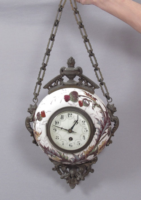 FRENCH PORCELAIN HANGING CLOCK: