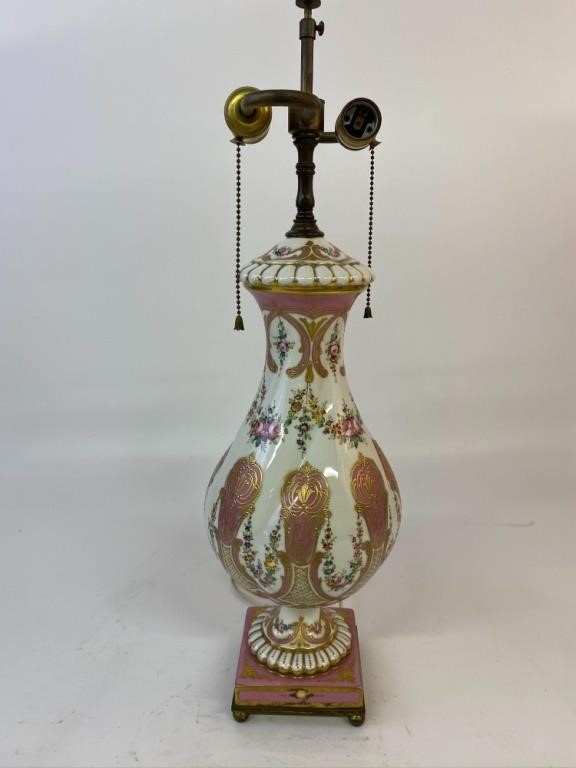 French porcelain table lamp with