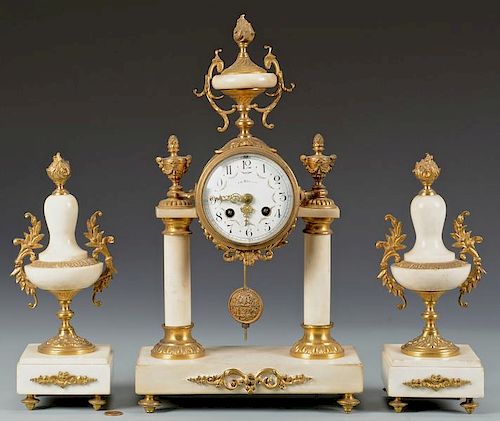 FRENCH PORTICO CLOCK AND