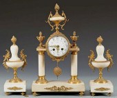 FRENCH PORTICO CLOCK AND GARNI