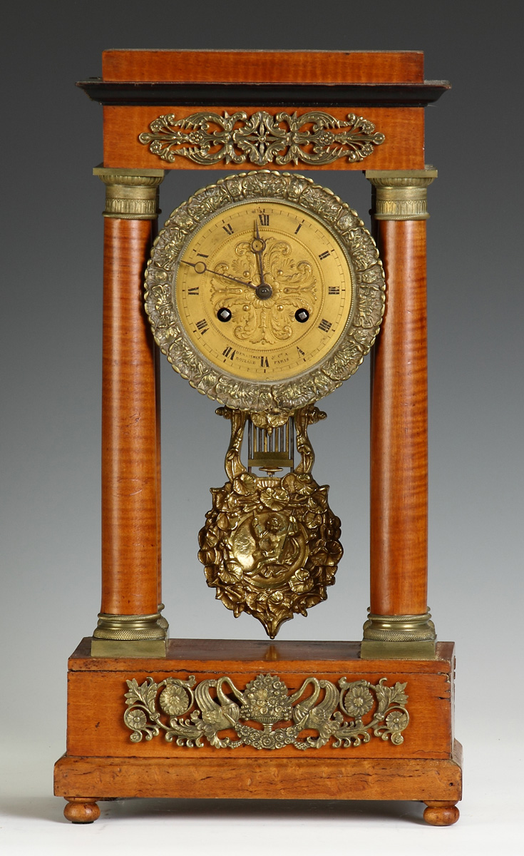 French Portico Clock Tiger and