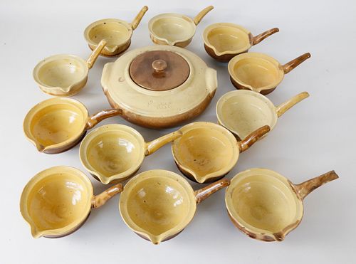 FRENCH POTTERY COVERED TUREEN AND