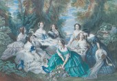FRENCH PRINT OF WOMEN. Mid 19t