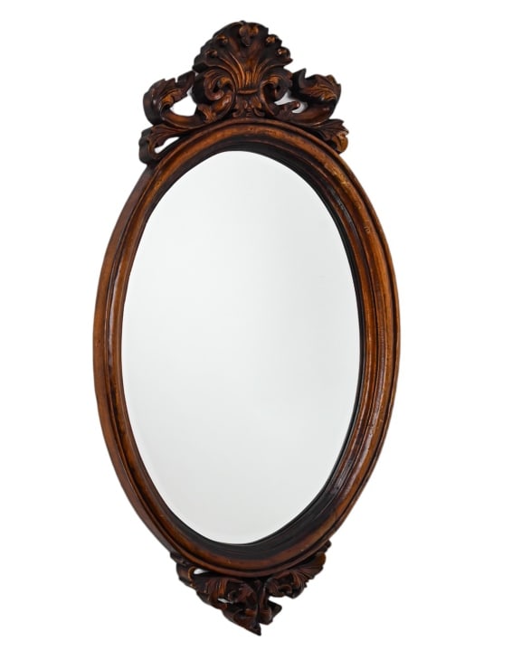 FRENCH PROVENCAL CARVED OVAL MIRROR