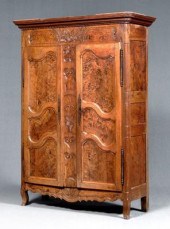 French Provincial burlwood arm