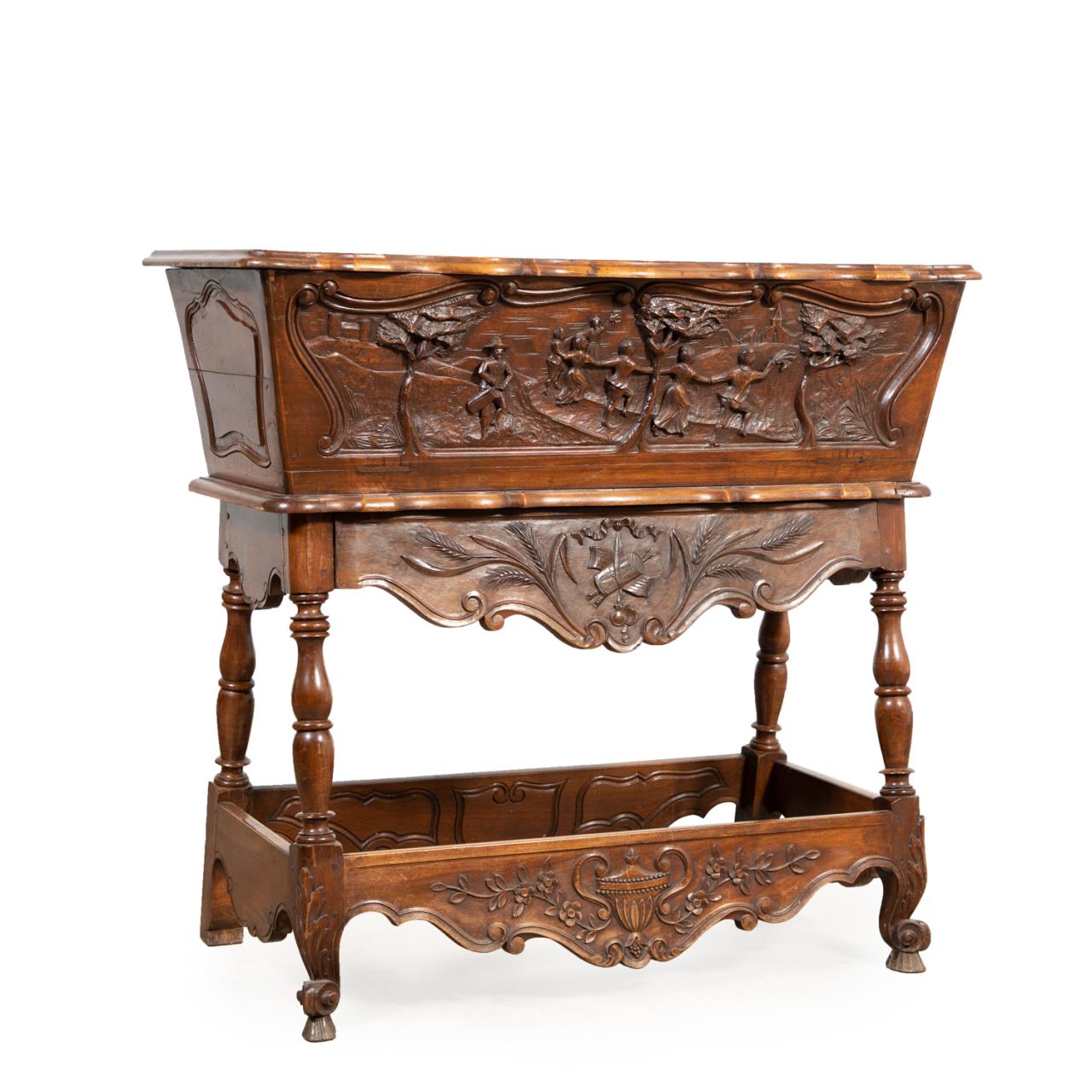 FRENCH PROVINCIAL CARVED WALNUT