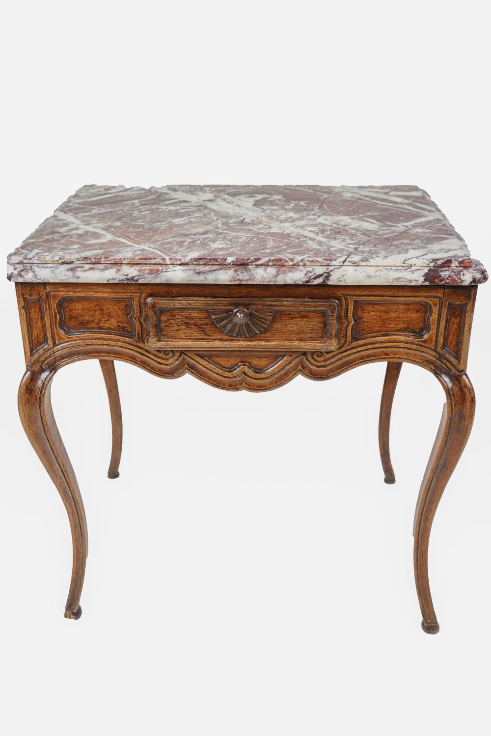 FRENCH PROVINCIAL MARBLE-TOP WALNUT