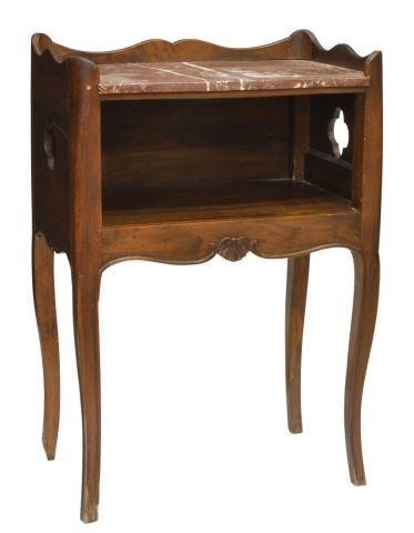FRENCH PROVINCIAL MARBLE-TOP WALNUT