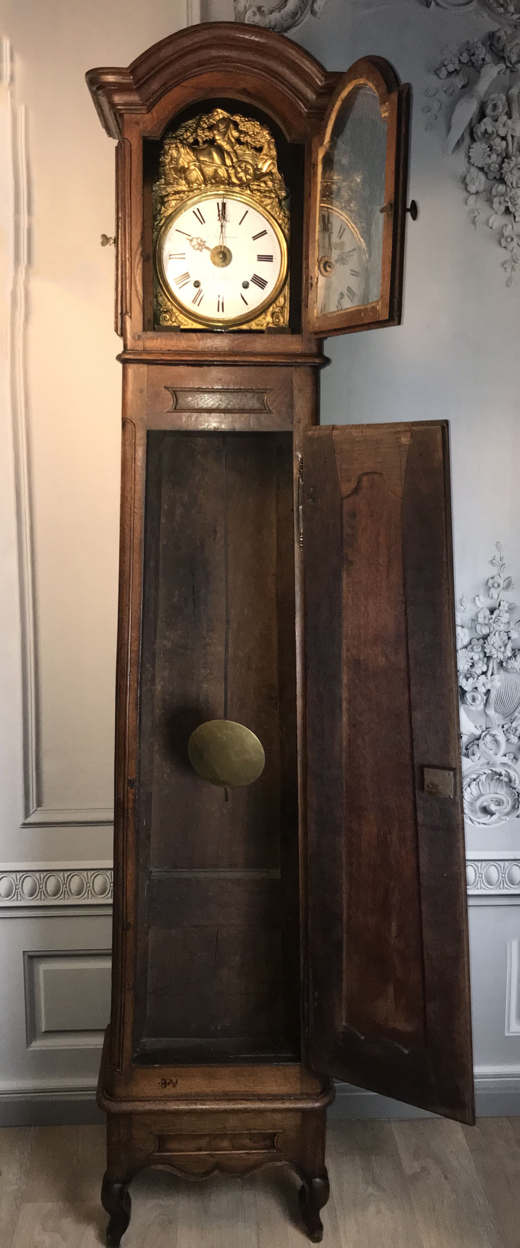 FRENCH PROVINCIAL OAK GRANDFATHER