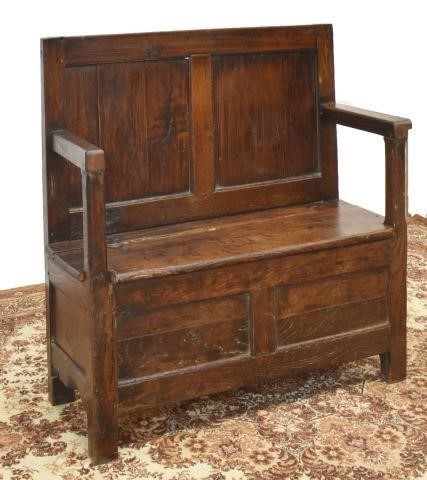 FRENCH PROVINCIAL OAK HALL BENCH W/