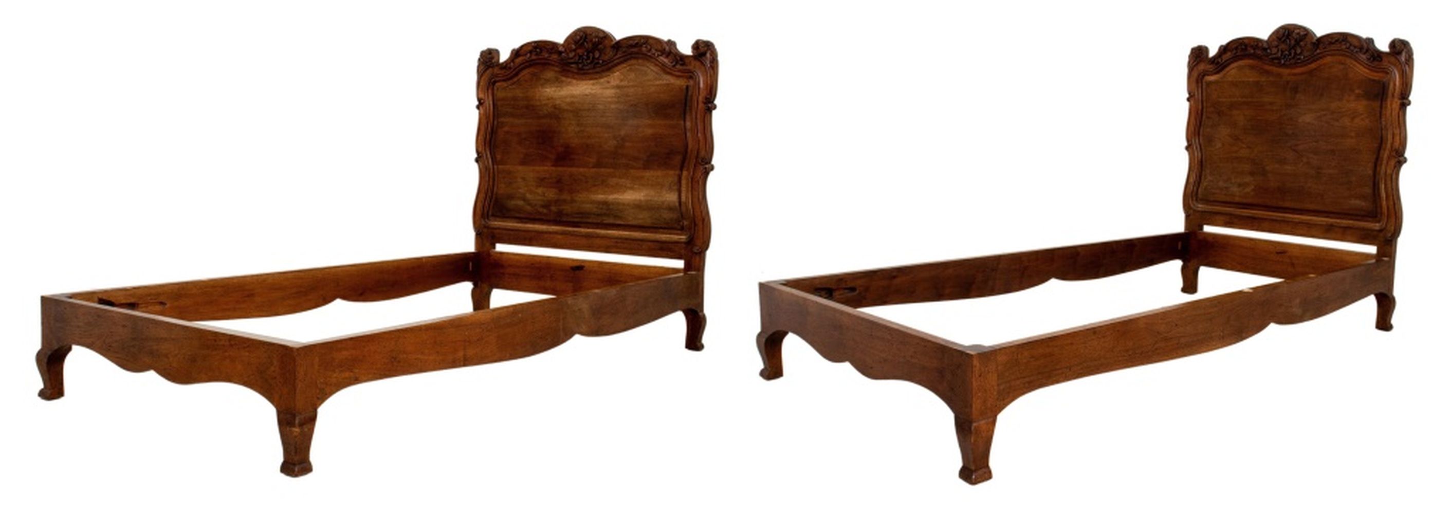FRENCH PROVINCIAL STYLE WALNUT TWIN