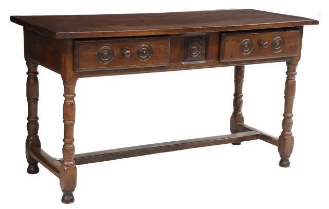 FRENCH PROVINCIAL WALNUT TABLE,