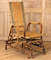 FRENCH RATTAN CHAISE LOUNGE PU