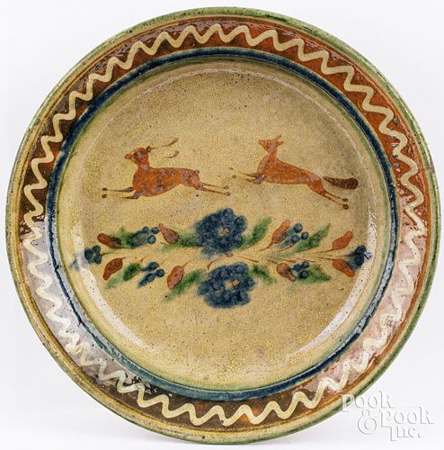 FRENCH REDWARE SHALLOW BOWL, 19TH