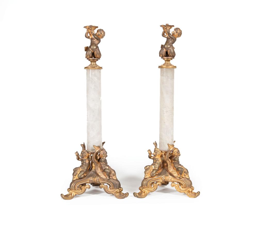 FRENCH ROCK CRYSTAL, BRONZE FIGURAL