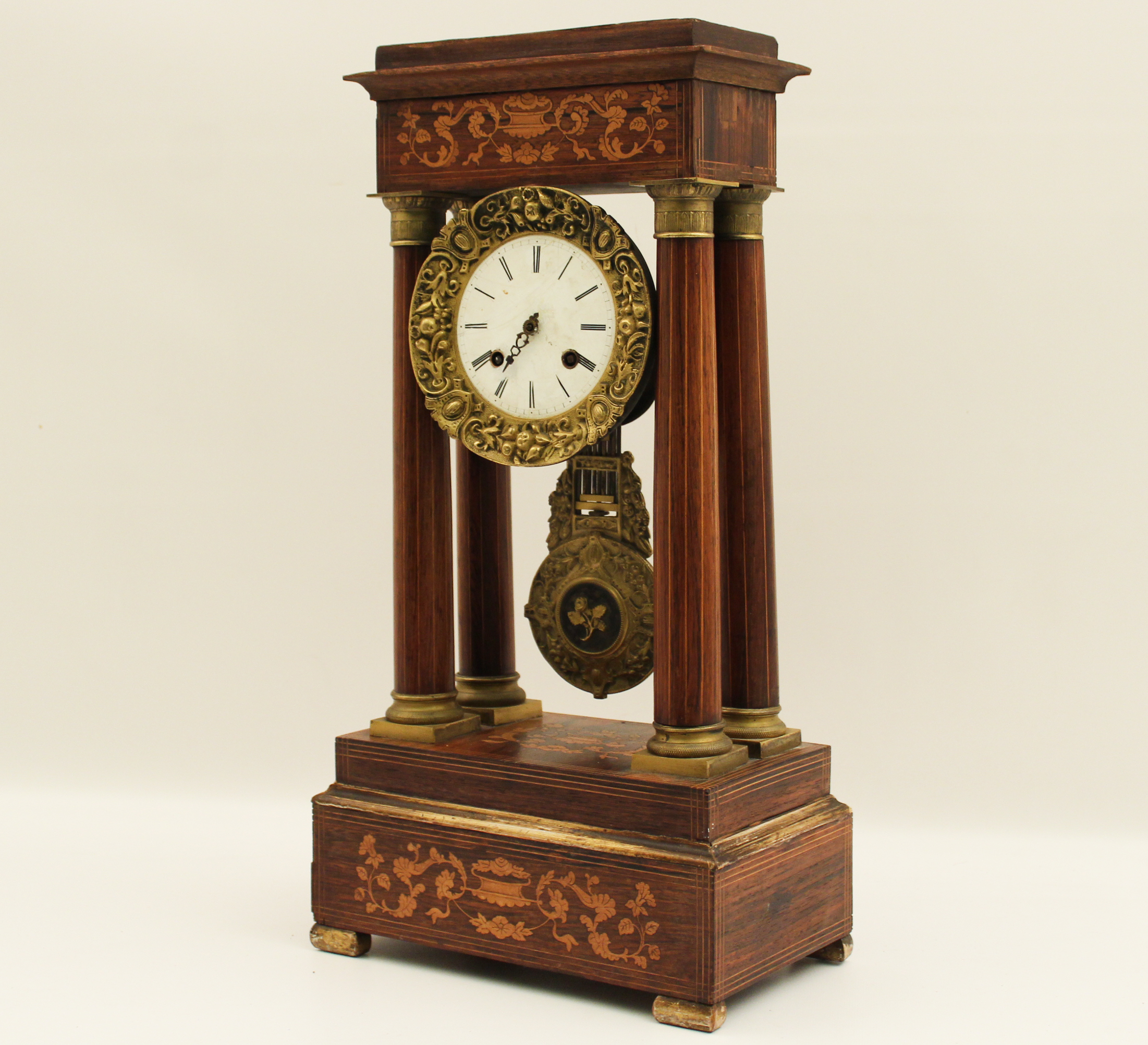 FRENCH ROSEWOOD PORTICO CLOCK