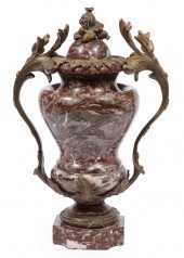 FRENCH ROUGE MARBLE AND BRONZE