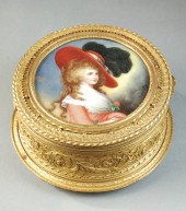 FRENCH ROUND JEWELRY BOX in gi
