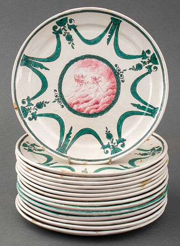 FRENCH SCEAUX FAIENCE PLATES,