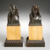 FRENCH SCHOOL, (2) BRONZE BUST