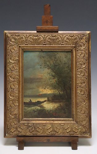 FRENCH SCHOOL OIL PAINTING RIVER