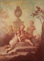 FRENCH SCHOOL PAINTING CHERUBS