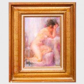 FRENCH SCHOOL: SEATED NUDEOil