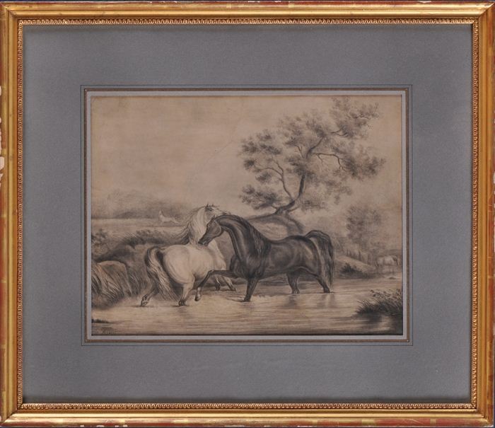FRENCH SCHOOL: TWO HORSES IN A