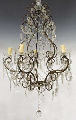 FRENCH SCROLLED IRON & CRYSTAL
