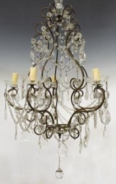 FRENCH SCROLLED IRON & CRYSTAL