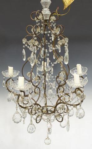 FRENCH SCROLLED IRON & CRYSTAL