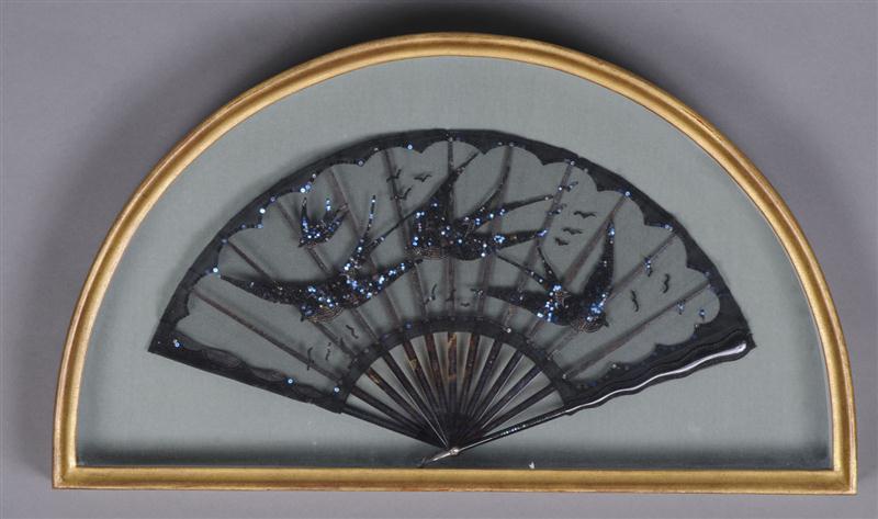 FRENCH SEQUIN-MOUNTED BLACK GAUZE