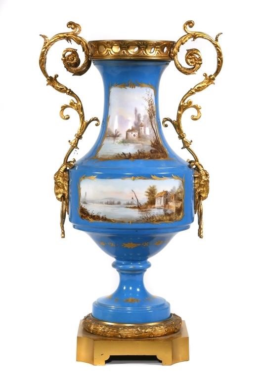 FRENCH SEVRES PORCELAIN GILT ORMOLU
