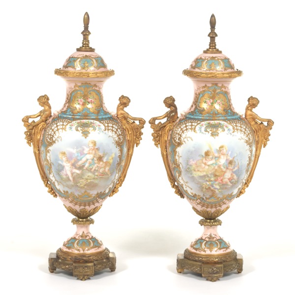 FRENCH SEVRES STYLE PAIR OF