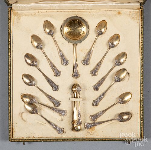 FRENCH SILVER GILT TEA SETFrench