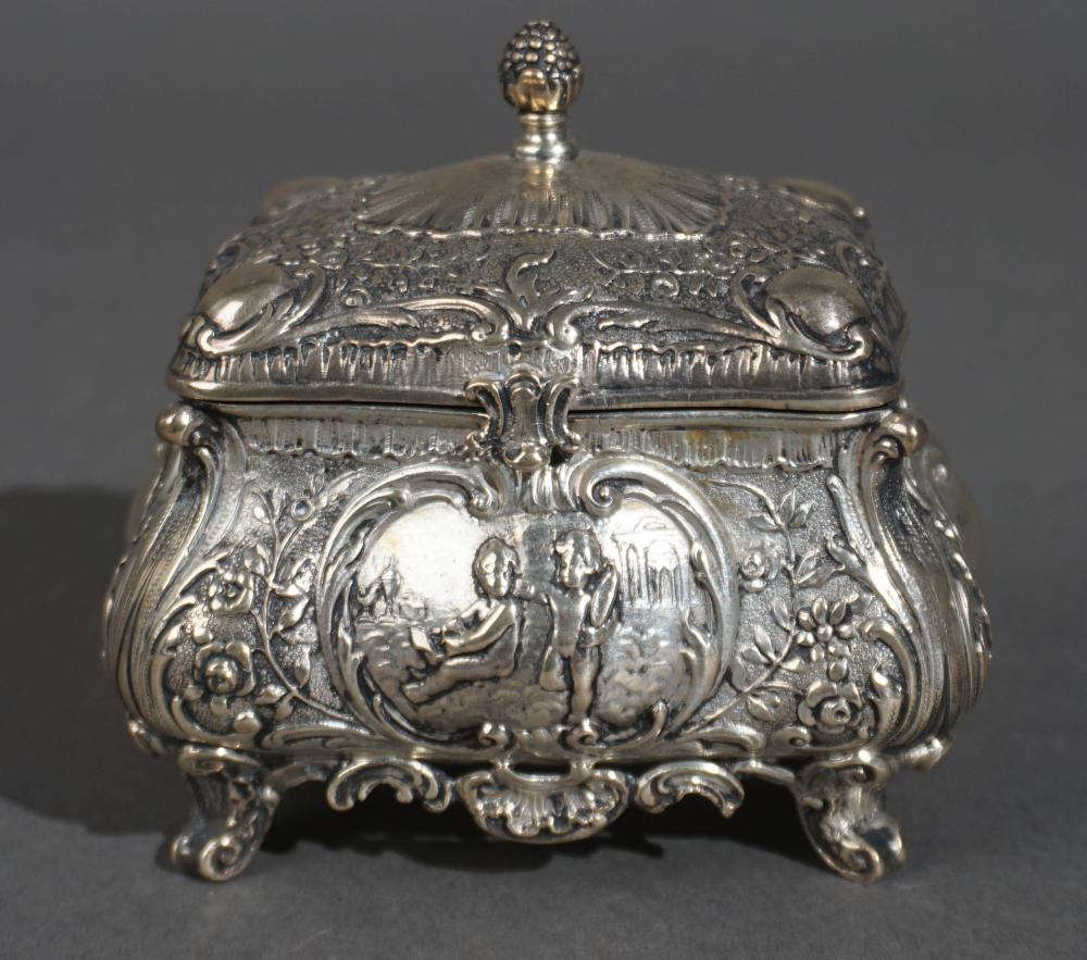 FRENCH SILVER JEWELRY CASKET, 6.8