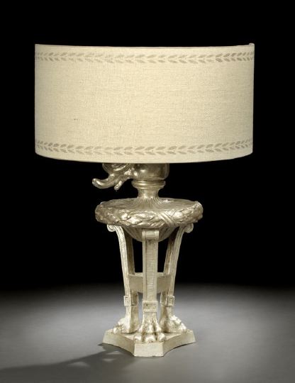 French Silver-Leafed Table Lamp, 