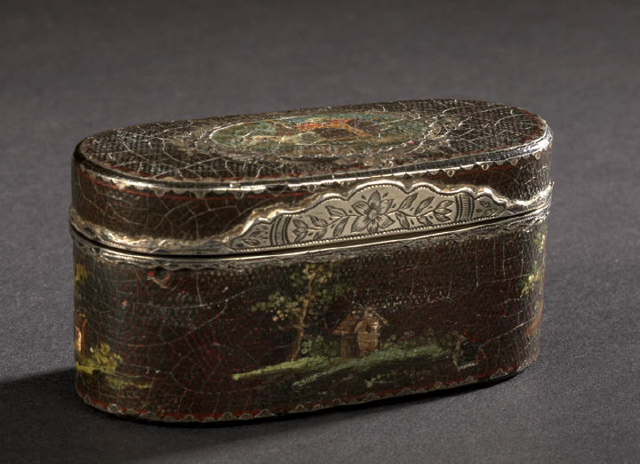 French Silver-Mounted Cuir-Peinte