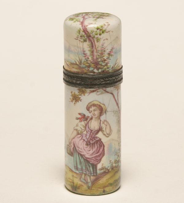 French silver mounted enamel