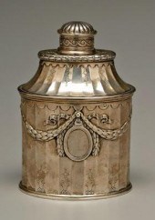 French silver tea canister, ov