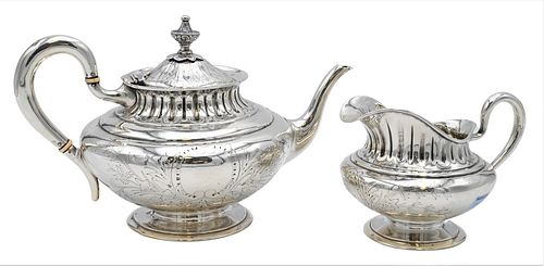 FRENCH SILVER TEAPOT AND CREAMER,