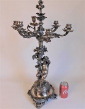 FRENCH SILVERED BRONZE CANDELA