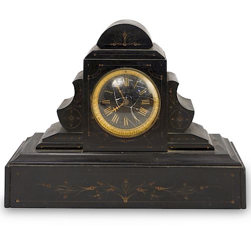 FRENCH SLATE AND MARQUETRY WOOD