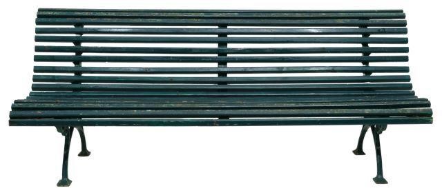 FRENCH SLATTED WOOD & CAST IRON