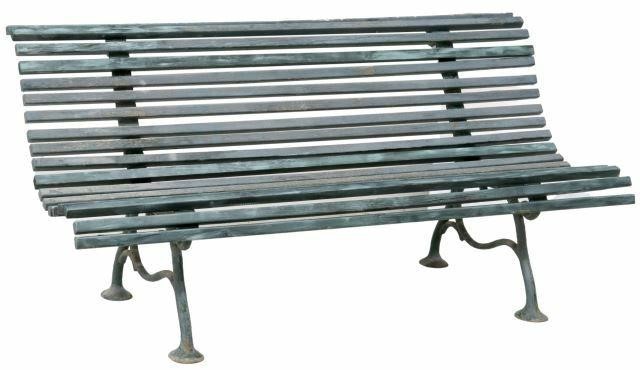 FRENCH SLATTED WOOD & CAST IRON
