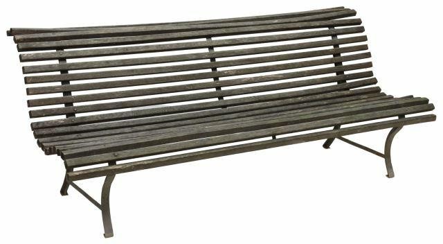 FRENCH SLATTED WOOD & CAST IRON