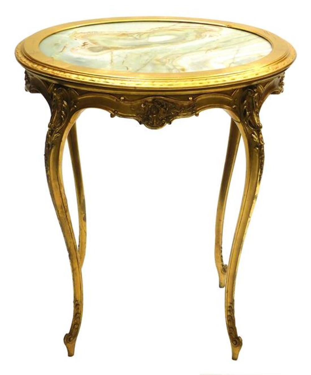 FRENCH STAND WITH INSET OVAL ONYX