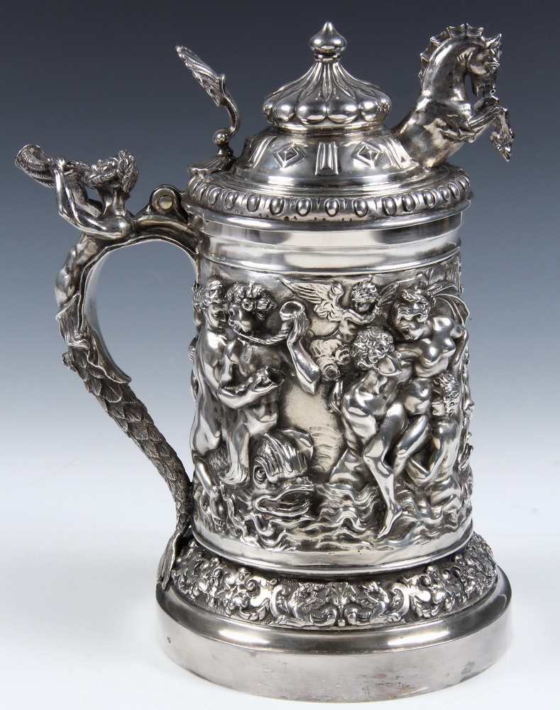 FRENCH STERLING FLAGON - 19th c